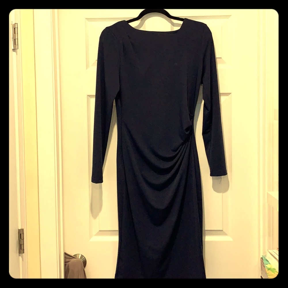 Navy blue faux wrap dress